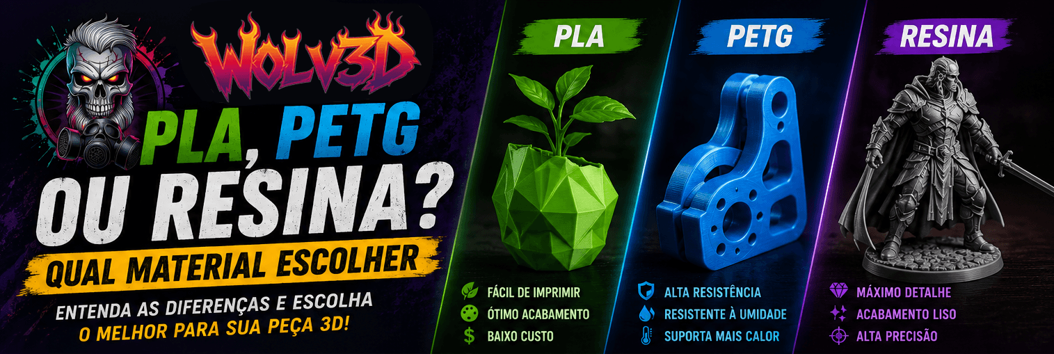 PLA, PETG ou Resina: Qual Material Escolher na Impressão 3D?